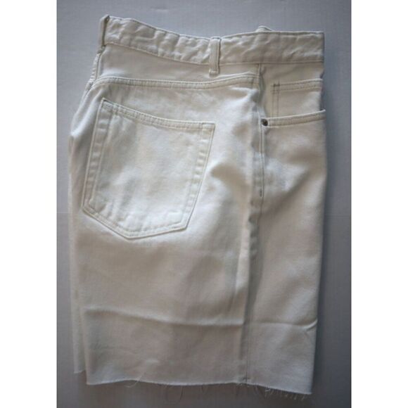 Bershka Women's Sz 40 US 8 White High Waisted Raw Hem Longline Denim Shorts - Picture 8 of 8